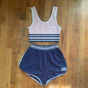 Wrangler athletic crop top and short set